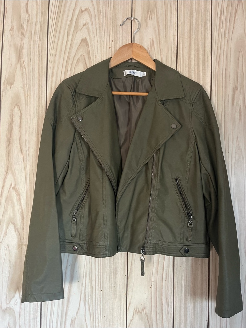 Army Green Moto Jacket - Picture 2 of 6